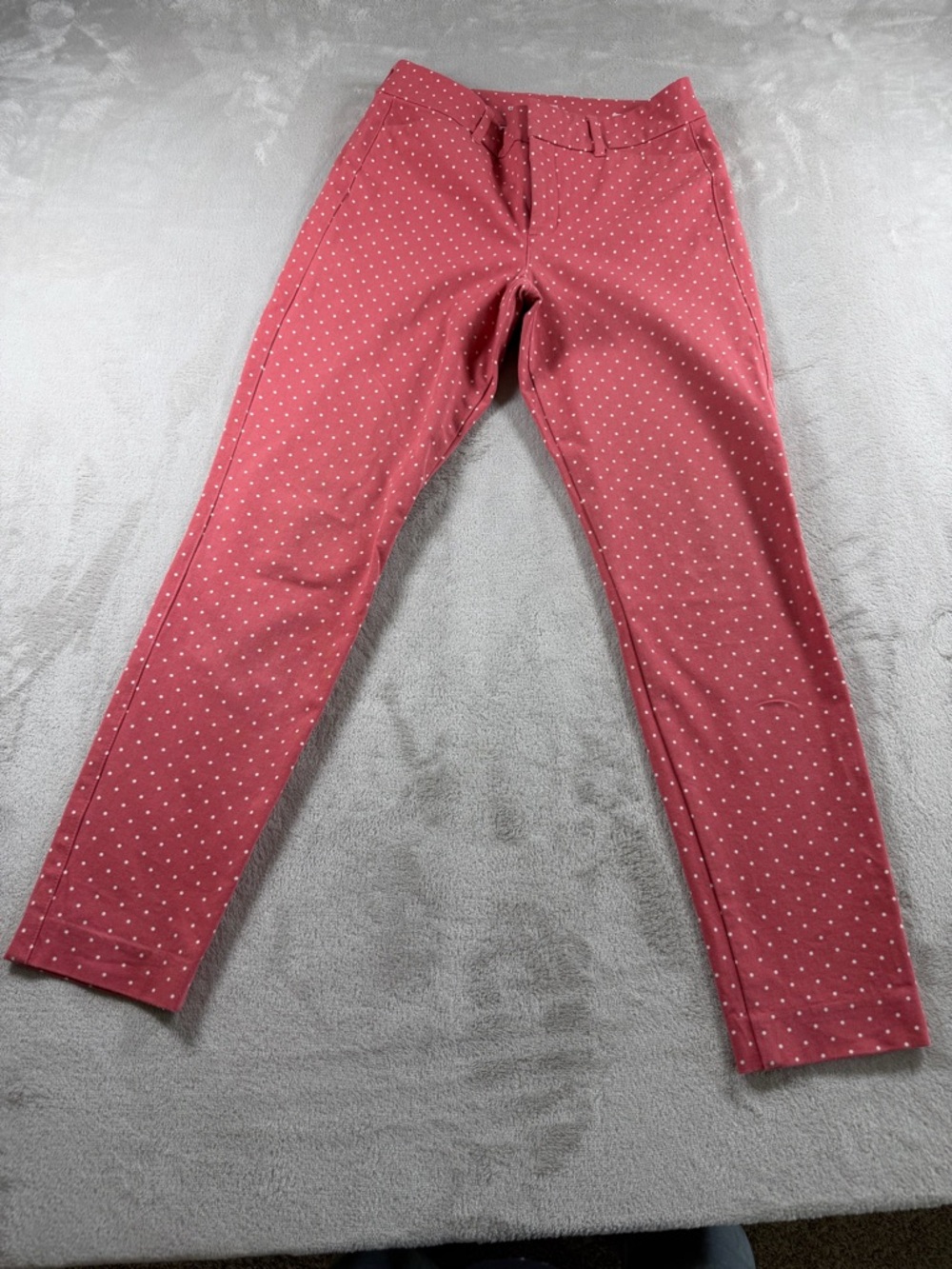 Old Navy Pixie Pants High Rise Slim Womens 2 Pink‎ Polka Dot Cotton Blend Ankle
